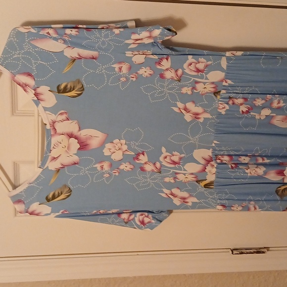 VIISHOW, Maxi, Blue background with pink and white flowers, 2XL, dress. - Picture 5 of 6